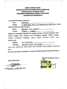 format surat kesanggupan membayar